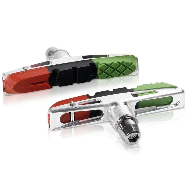XLC BS-V13 V-Brake Cartridge Brake Shoes 72mm (4 Pcs.) - Black/green/red 3 XLC BS-V13 V-Brake Cartridge Brake Shoes 72mm (4 Pcs.) - Black/green/red