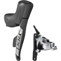 SRAM RED ETap AXS HRD Remhendel/Schakelhendel + Hydraulische Schijfrem | Flat Mount | Moto - Rechts | Vooraan | 2x12-Voudig - Zwart/zilver