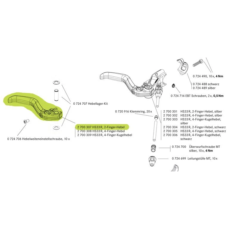 Magura Brake Lever Blade HS33 R From MY2014 Black 2-Finger Blade (1 Piece) - 2700307 4 Magura Brake Lever Blade HS33 R From MY2014 Black 2-Finger Blade (1 Piece) - 2700307 - Afbeelding 2