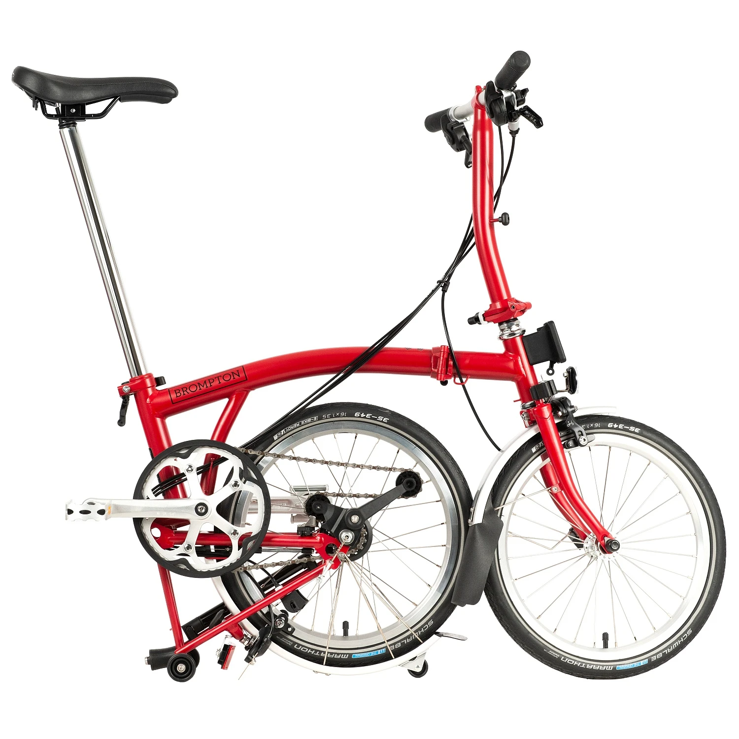 Brompton C Line Utility - 3-Speed - Low Bar - Standard Seatpost - 16" Folding Bike - 2022 - House Red Matt 4 Brompton C Line Utility - 3-Speed - Low Bar - Standard Seatpost - 16" Folding Bike - 2022 - House Red Matt - Afbeelding 2