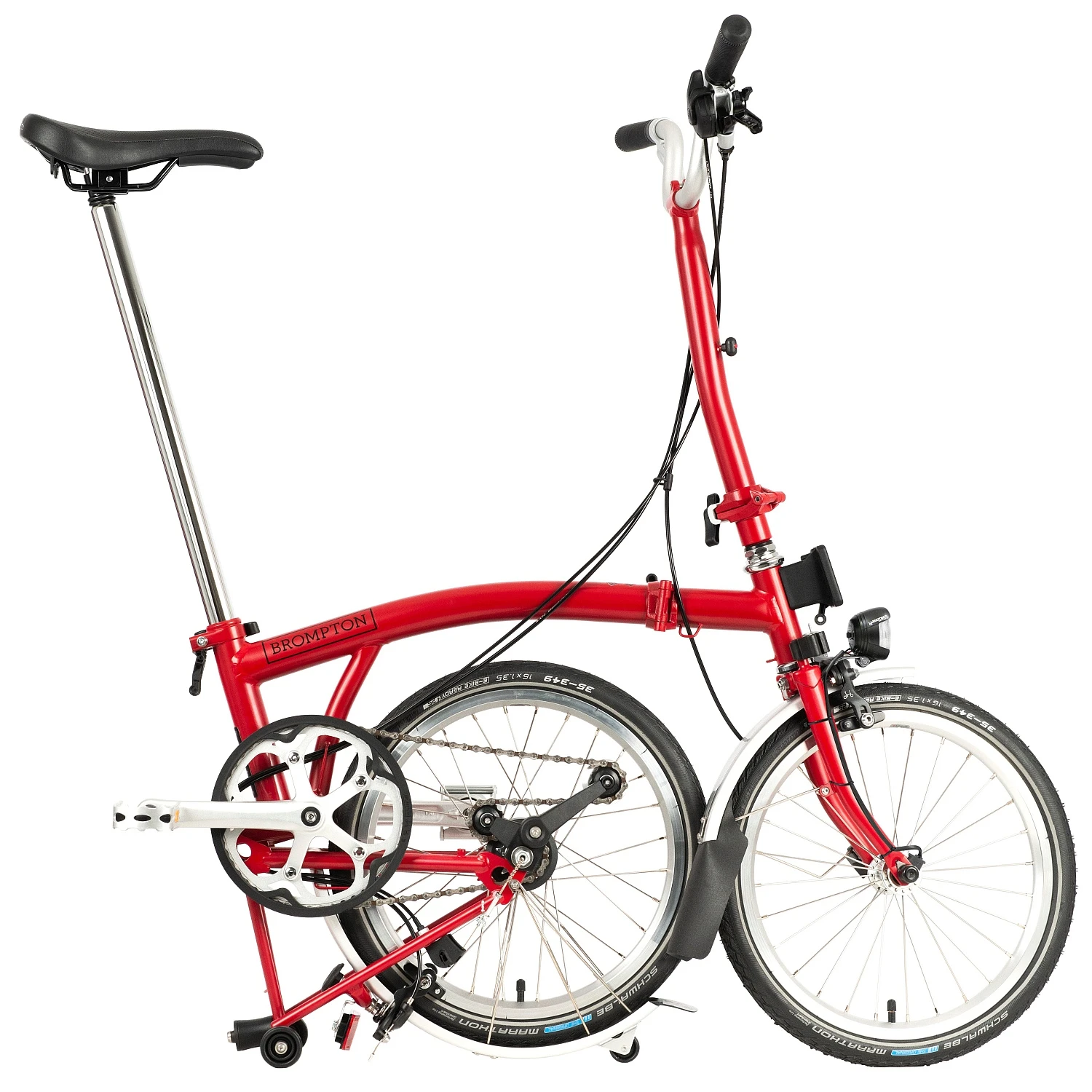 Brompton C Line Utility - 3-Speed - High Bar - Telescopic Seatpost - Dynamo - 16" Folding Bike - 2022 - House Red Matt 4 Brompton C Line Utility - 3-Speed - High Bar - Telescopic Seatpost - Dynamo - 16" Folding Bike - 2022 - House Red Matt - Afbeelding 2