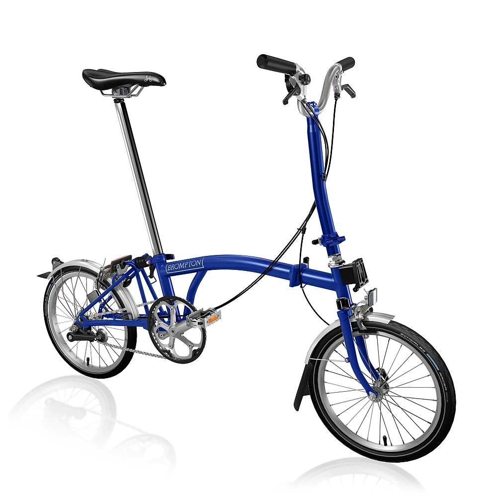 Brompton C Line Utility - 3-Speed - High Bar - Extended Seatpost - 16" Folding Bike - 2022 - Picadilly Blue Matt 3 Brompton C Line Utility - 3-Speed - High Bar - Extended Seatpost - 16" Folding Bike - 2022 - Picadilly Blue Matt