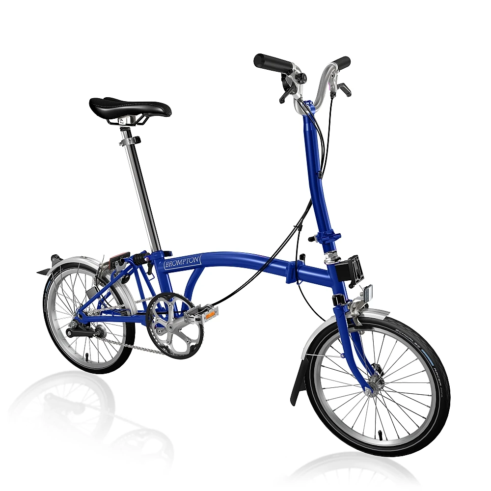 Brompton C Line Utility - 3-Speed - High Bar - Telescopic Seatpost - 16" Folding Bike - 2022 - Picadilly Blue Matt 3 Brompton C Line Utility - 3-Speed - High Bar - Telescopic Seatpost - 16" Folding Bike - 2022 - Picadilly Blue Matt
