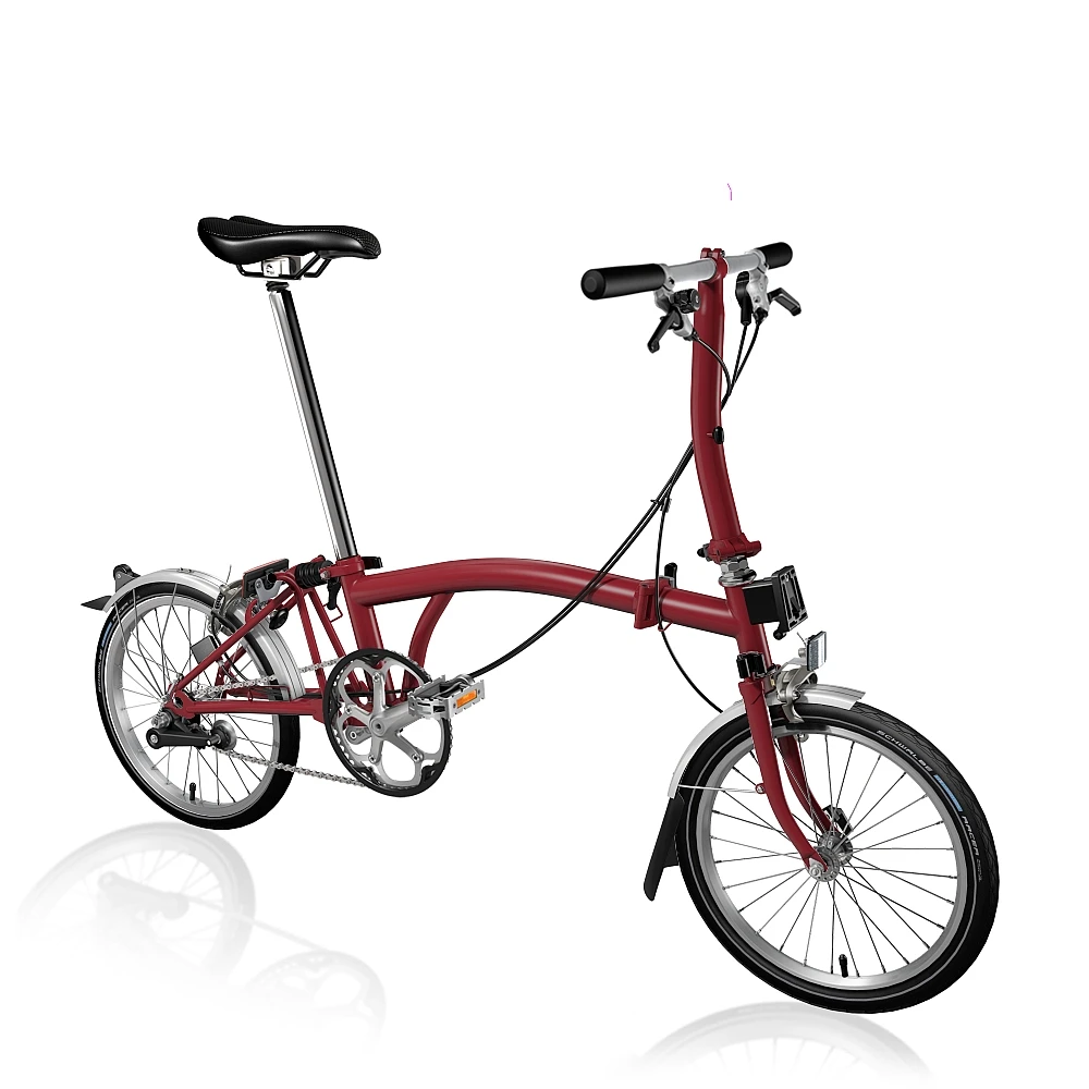 Brompton C Line Utility - 3-Speed - Low Bar - Standard Seatpost - 16" Folding Bike - 2022 - House Red Matt 3 Brompton C Line Utility - 3-Speed - Low Bar - Standard Seatpost - 16" Folding Bike - 2022 - House Red Matt