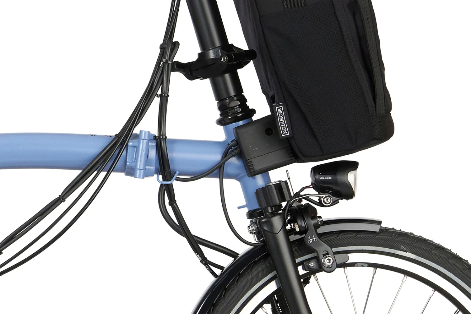 Brompton Electric C Line Explore - 6-Speed - High Bar - Extended Seatpost - 16" Elektrische Vouwfiets - 2023 - Cloud Blue 9 Brompton Electric C Line Explore - 6-Speed - High Bar - Extended Seatpost - 16" Elektrische Vouwfiets - 2023 - Cloud Blue - Afbeelding 7