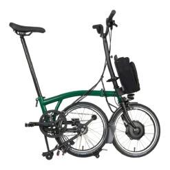 Brompton Electric C Line Explore - 6-Speed - High Bar - Telescopic Seatpost - 16" Elektrische Vouwfiets - 2023 - Racing Green -Fietswereld Winkels electric c line explore 6 speed high bar extended seatpost racing green 3 1452369