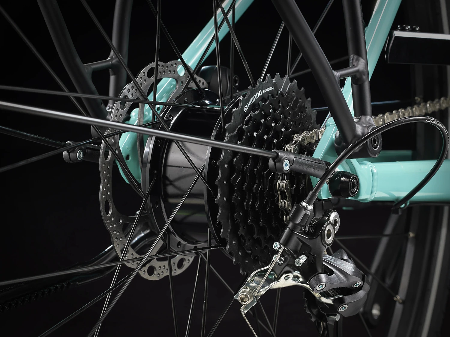 Trek FX+ 2 Stagger Electric City Bike - 2023 - Blue Sage 11 Trek FX+ 2 Stagger Electric City Bike - 2023 - Blue Sage - Afbeelding 9