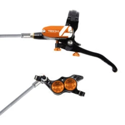 Hope Tech 4 E4 Disc Brake - Steel Braided - Black/orange - Lever Right