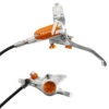 Hope Tech 4 X2 Schijfrem - Zilver/oranje - Hendel Links 1 Hope Tech 4 X2 Schijfrem - Zilver/oranje - Hendel Links -Fietswereld Winkels hope tech 4 x2 disc brake steel braided silver orange lever left 1401561 1401683