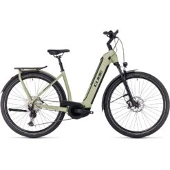 CUBE KATHMANDU HYBRID SLX 750 - Easy Entry Electric Touring Bike - 2023 - Green / Olive